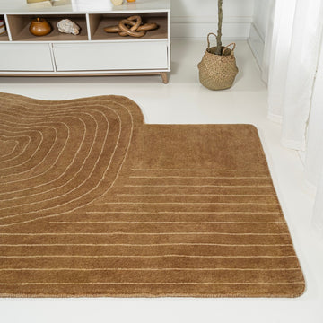 Retro Bohemian Abstract Striped Handwoven Wool Area Rug